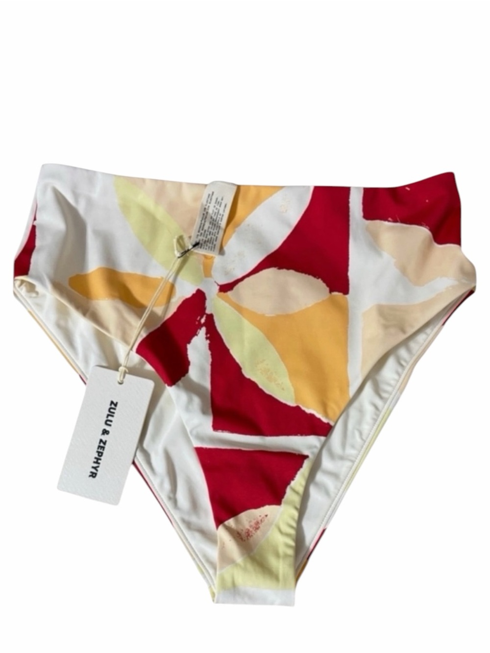Zulu & Zephyr Sunset Tile High Waist Full Brief Bikini Bottom 8 NWT